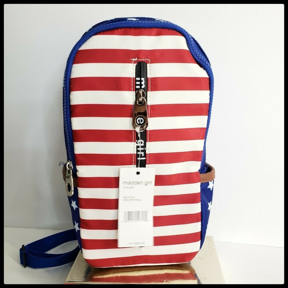 Madden Girl Woman Stripe Sling Bag Red